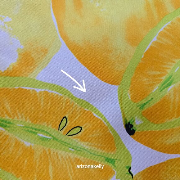 Echo Silk Scarf Neckerchief Hand-rolled Lemons Oranges Citrus - Picture 6 of 8